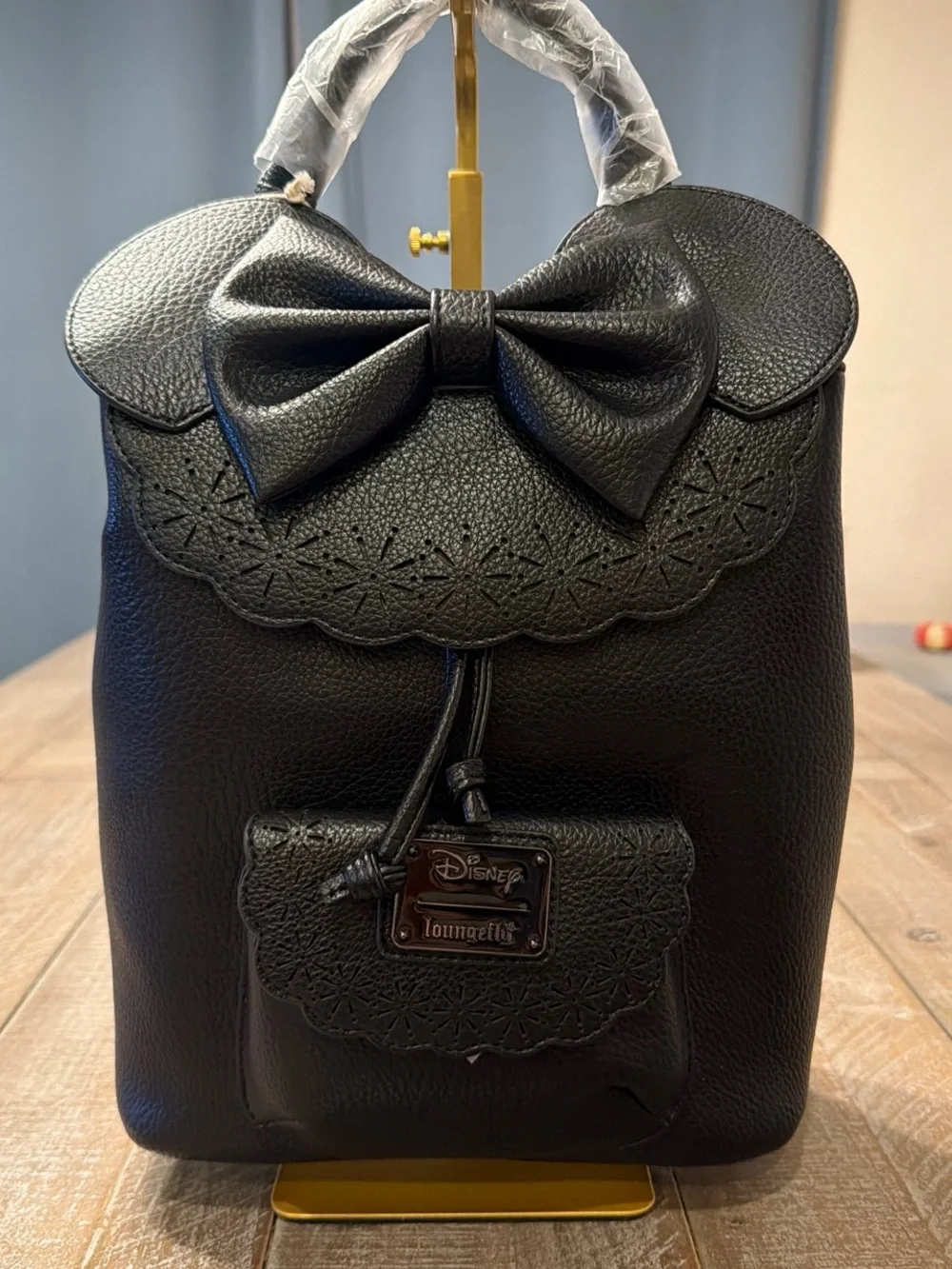Loungefly Black Scalloped Bow Mini Backpack